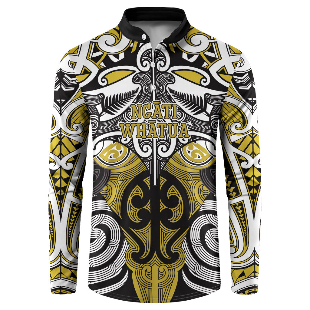 Personalised Maori Ngati Whatua Button Sweatshirt Silver Fern Kowhaiwhai Art LT01 Yellow - Polynesian Pride