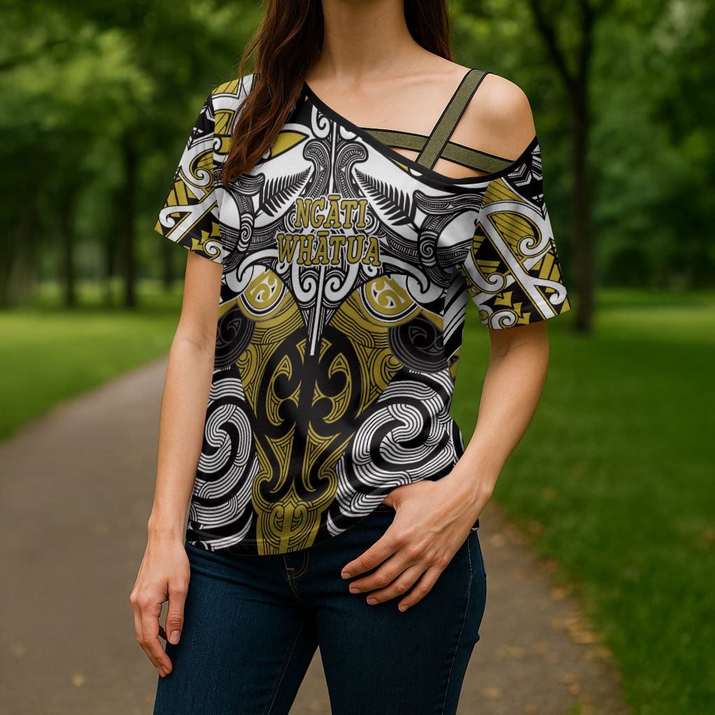 Personalised Maori Ngati Whatua Cross Shoulder Shirt Silver Fern Kowhaiwhai Art LT01 - Polynesian Pride