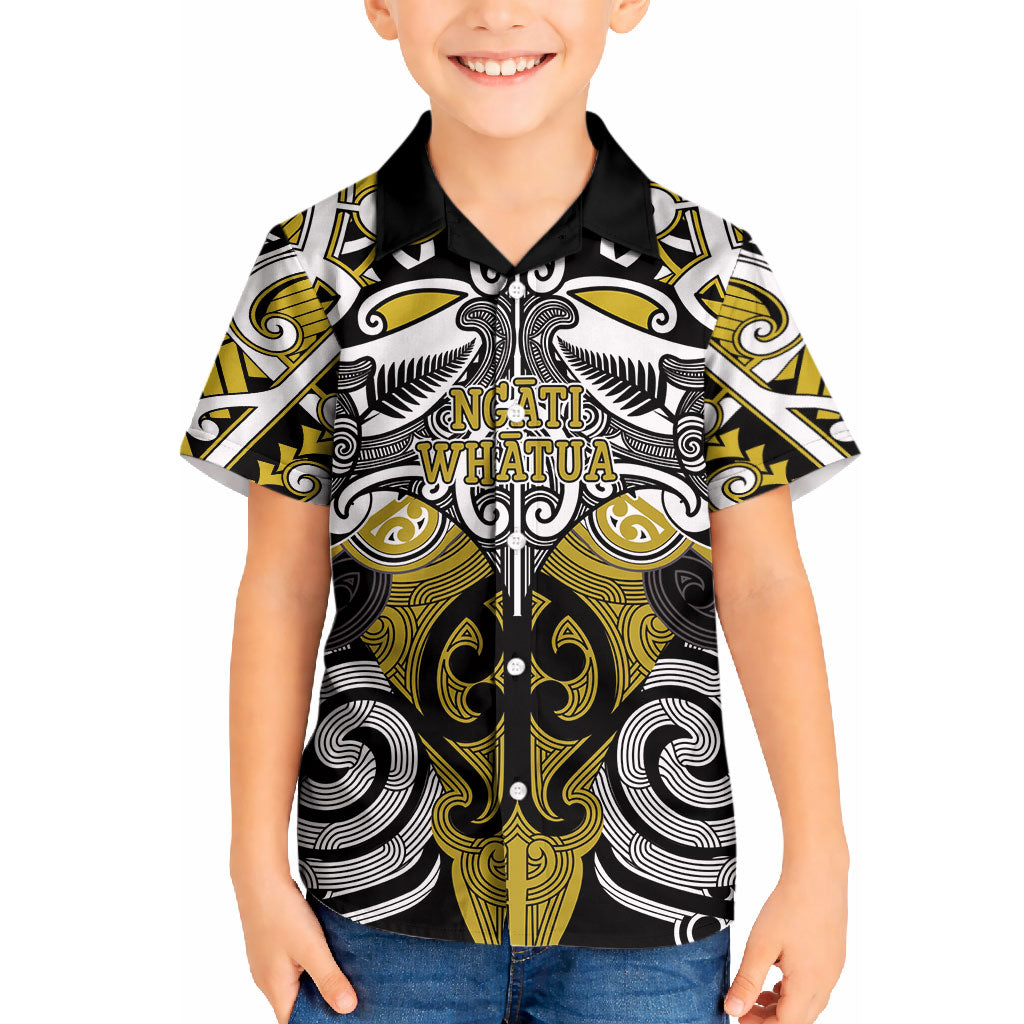 Personalised Maori Ngati Whatua Kid Hawaiian Shirt Silver Fern Kowhaiwhai Art LT01 Kid Yellow - Polynesian Pride