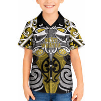 Personalised Maori Ngati Whatua Kid Hawaiian Shirt Silver Fern Kowhaiwhai Art LT01 Kid Yellow - Polynesian Pride