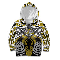 Personalised Maori Ngati Whatua Kid Hoodie Silver Fern Kowhaiwhai Art LT01 Hoodie Yellow - Polynesian Pride