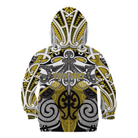 Personalised Maori Ngati Whatua Kid Hoodie Silver Fern Kowhaiwhai Art LT01 - Polynesian Pride