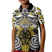 Personalised Maori Ngati Whatua Kid Polo Shirt Silver Fern Kowhaiwhai Art LT01 Kid Yellow - Polynesian Pride