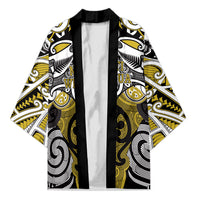 Personalised Maori Ngati Whatua Kimono Silver Fern Kowhaiwhai Art LT01 Unisex Yellow - Polynesian Pride