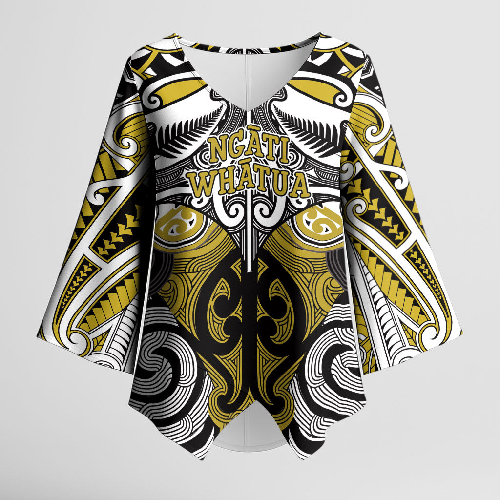 Personalised Maori Ngati Whatua Kimono Sleeve Blouse Silver Fern Kowhaiwhai Art LT01 Female Yellow - Polynesian Pride
