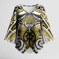 Personalised Maori Ngati Whatua Kimono Sleeve Blouse Silver Fern Kowhaiwhai Art LT01 Female Yellow - Polynesian Pride