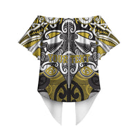 Personalised Maori Ngati Whatua Off Shoulder Wrap Waist Top Silver Fern Kowhaiwhai Art LT01 - Polynesian Pride