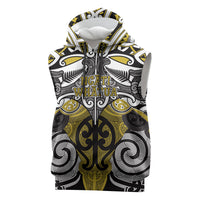 Personalised Maori Ngati Whatua Sleeveless Hoodie Silver Fern Kowhaiwhai Art LT01 Yellow - Polynesian Pride