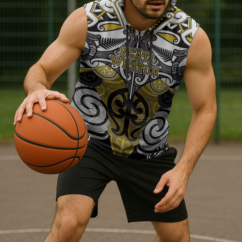 Personalised Maori Ngati Whatua Sleeveless Hoodie Silver Fern Kowhaiwhai Art LT01 - Polynesian Pride