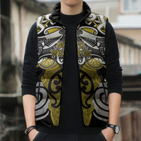 Personalised Maori Ngati Whatua Sleeveless Puffer Jacket Silver Fern Kowhaiwhai Art LT01 - Polynesian Pride