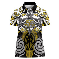 Personalised Maori Ngati Whatua Women Polo Shirt Silver Fern Kowhaiwhai Art LT01 Female Yellow - Polynesian Pride