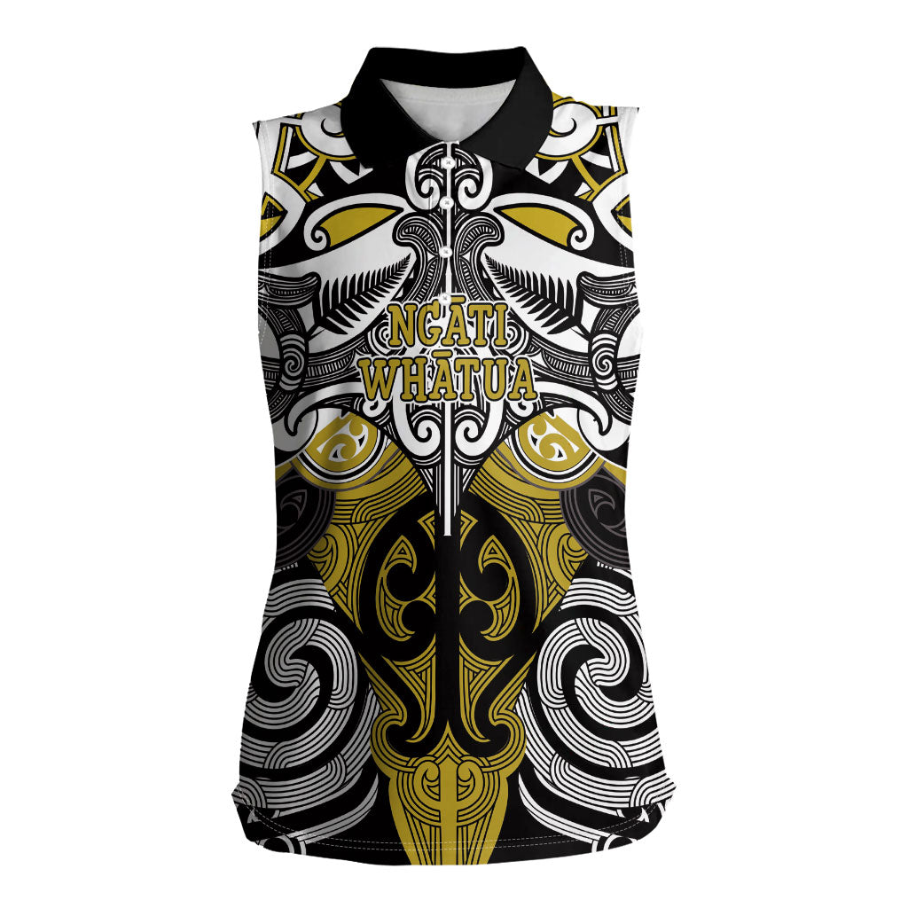 Personalised Maori Ngati Whatua Women Sleeveless Polo Shirt Silver Fern Kowhaiwhai Art LT01 Female Yellow - Polynesian Pride