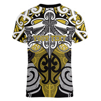 Personalised Maori Ngati Whatua Women V-Neck T-Shirt Silver Fern Kowhaiwhai Art LT01 - Polynesian Pride
