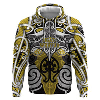 Personalised Maori Ngati Whatua Zip Hoodie Silver Fern Kowhaiwhai Art LT01 Pullover Hoodie Yellow - Polynesian Pride