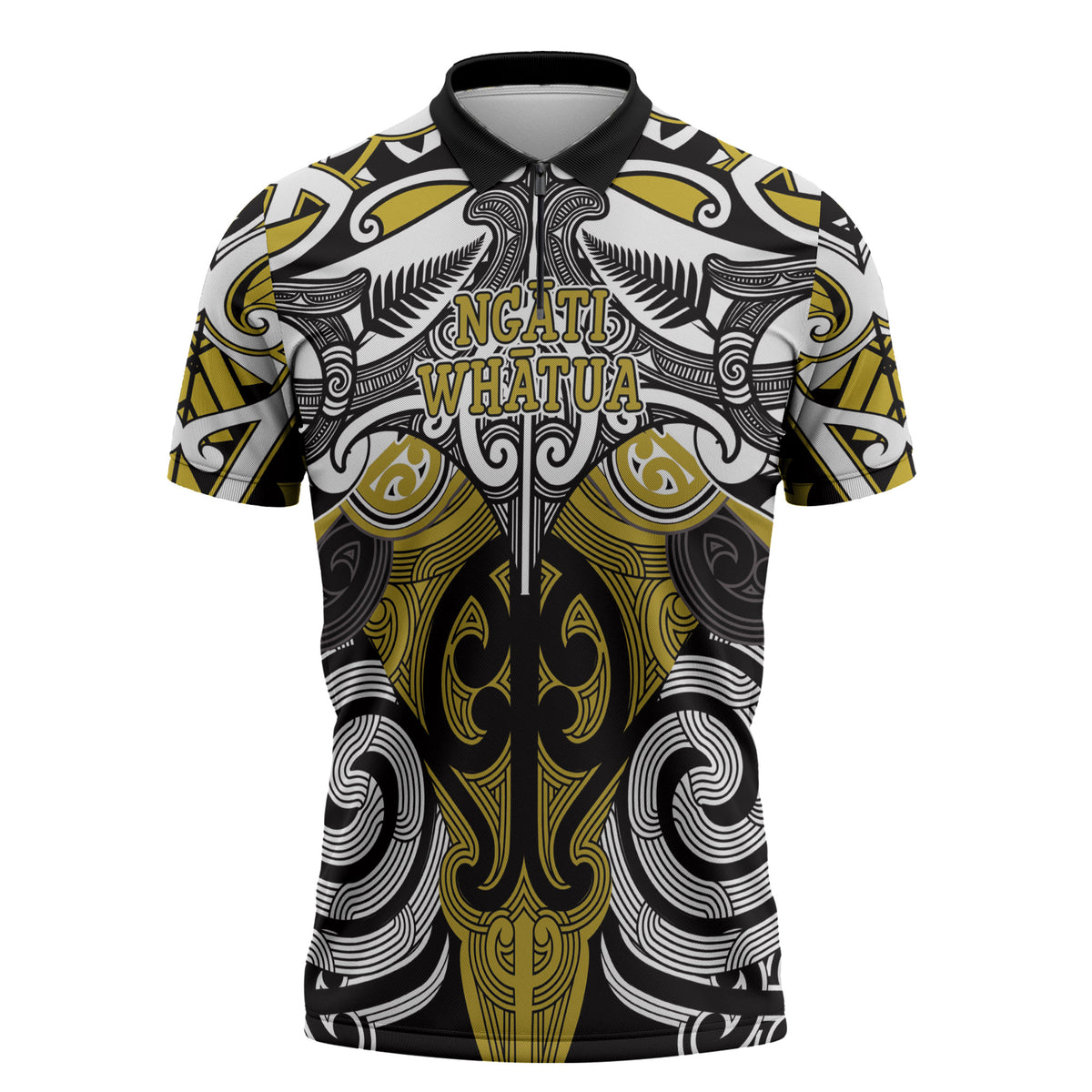 Personalised Maori Ngati Whatua Zipper Polo Shirt Silver Fern Kowhaiwhai Art LT01 Yellow - Polynesian Pride