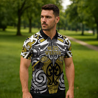 Personalised Maori Ngati Whatua Zipper Polo Shirt Silver Fern Kowhaiwhai Art LT01 - Polynesian Pride