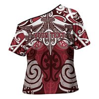 Personalised Maori Te Arawa Cross Shoulder Shirt Silver Fern Kowhaiwhai Art LT01 - Polynesian Pride