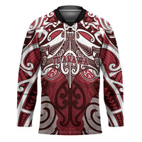 Personalised Maori Te Arawa Hockey Jersey Silver Fern Kowhaiwhai Art LT01 Unisex Red - Polynesian Pride