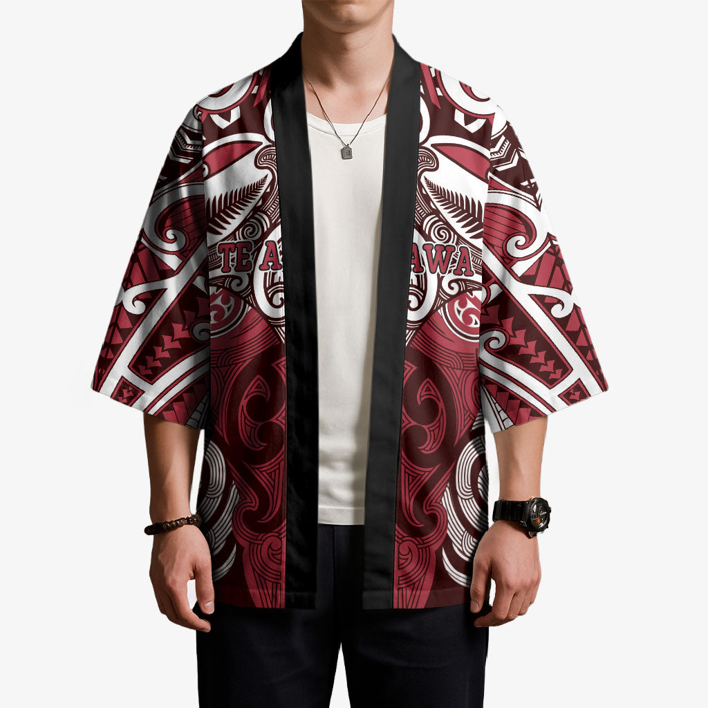 Personalised Maori Te Arawa Kimono Silver Fern Kowhaiwhai Art LT01 - Polynesian Pride