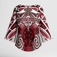 Personalised Maori Te Arawa Kimono Sleeve Blouse Silver Fern Kowhaiwhai Art LT01 - Polynesian Pride