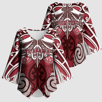 Personalised Maori Te Arawa Kimono Sleeve Blouse Silver Fern Kowhaiwhai Art LT01 - Polynesian Pride