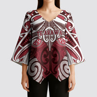 Personalised Maori Te Arawa Kimono Sleeve Blouse Silver Fern Kowhaiwhai Art LT01 - Polynesian Pride