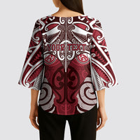 Personalised Maori Te Arawa Kimono Sleeve Blouse Silver Fern Kowhaiwhai Art LT01 - Polynesian Pride