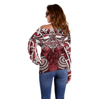 Personalised Maori Te Arawa Off Shoulder Sweater Silver Fern Kowhaiwhai Art LT01 - Polynesian Pride
