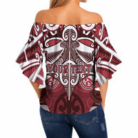 Personalised Maori Te Arawa Off Shoulder Wrap Waist Top Silver Fern Kowhaiwhai Art LT01 - Polynesian Pride
