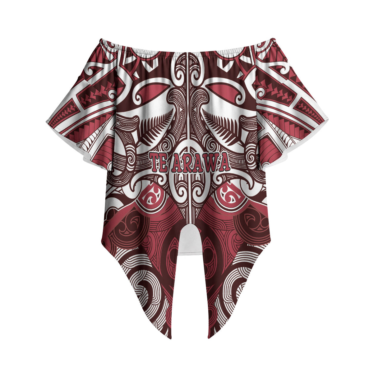 Personalised Maori Te Arawa Off Shoulder Wrap Waist Top Silver Fern Kowhaiwhai Art LT01 - Polynesian Pride