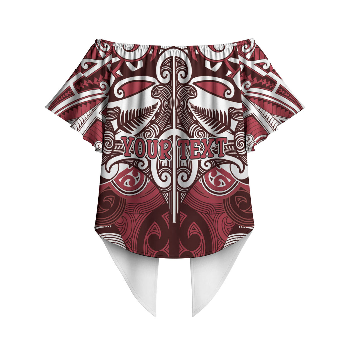 Personalised Maori Te Arawa Off Shoulder Wrap Waist Top Silver Fern Kowhaiwhai Art LT01 - Polynesian Pride