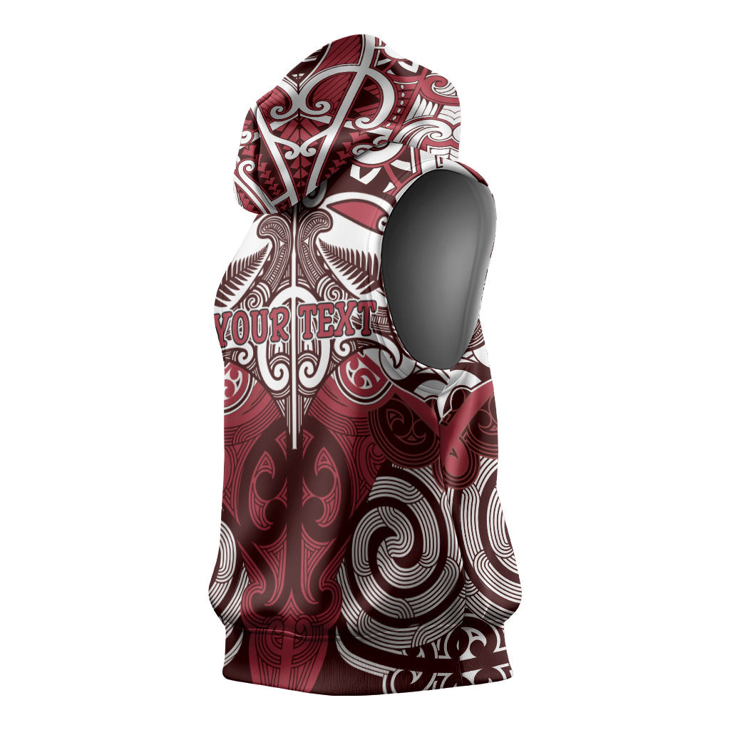 Personalised Maori Te Arawa Sleeveless Hoodie Silver Fern Kowhaiwhai Art LT01 - Polynesian Pride