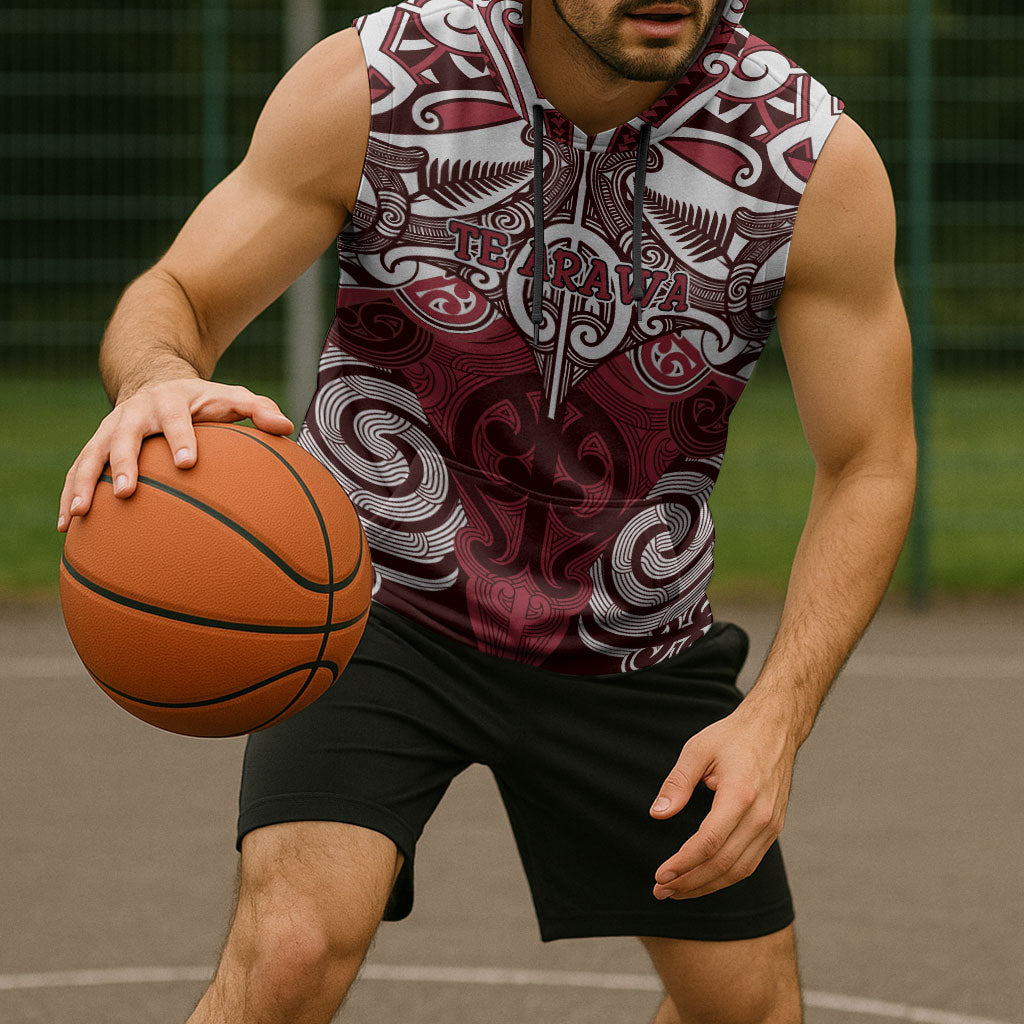 Personalised Maori Te Arawa Sleeveless Hoodie Silver Fern Kowhaiwhai Art LT01 - Polynesian Pride