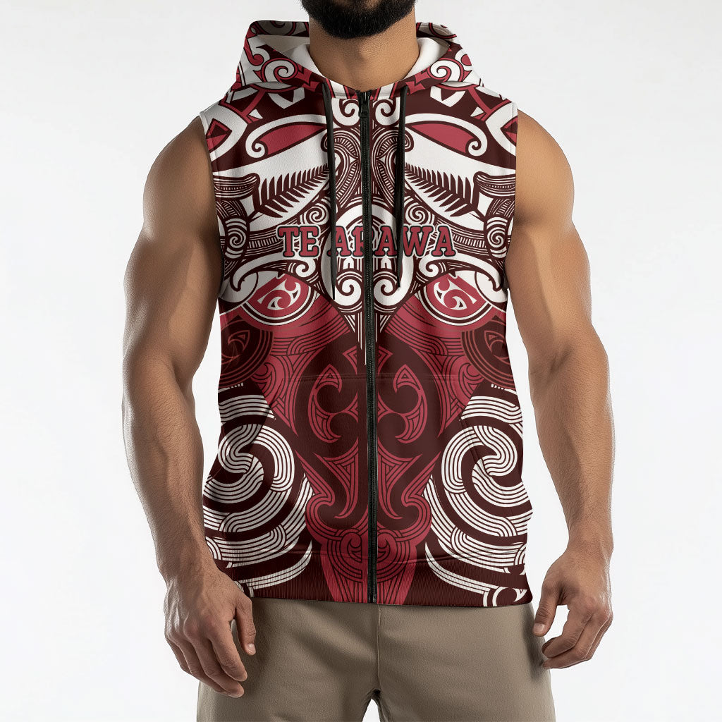 Personalised Maori Te Arawa Sleeveless Zip Hoodie Silver Fern Kowhaiwhai Art LT01 - Polynesian Pride