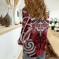 Personalised Maori Te Arawa Women Casual Shirt Silver Fern Kowhaiwhai Art LT01 - Polynesian Pride