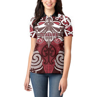 Personalised Maori Te Arawa Women Polo Shirt Silver Fern Kowhaiwhai Art LT01 - Polynesian Pride