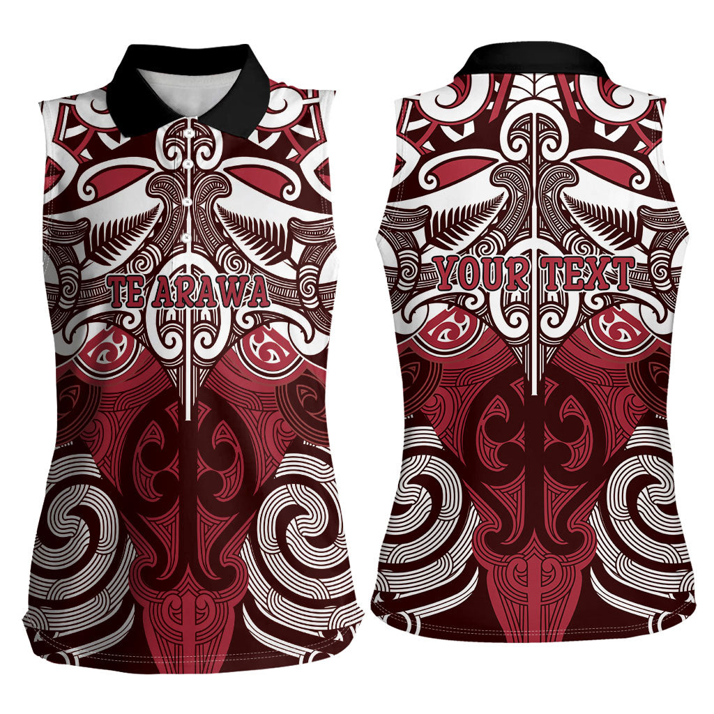 Personalised Maori Te Arawa Women Sleeveless Polo Shirt Silver Fern Kowhaiwhai Art LT01 - Polynesian Pride