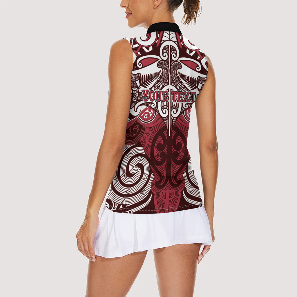 Personalised Maori Te Arawa Women Sleeveless Polo Shirt Silver Fern Kowhaiwhai Art LT01 - Polynesian Pride
