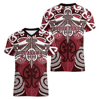 Personalised Maori Te Arawa Women V-Neck T-Shirt Silver Fern Kowhaiwhai Art LT01 - Polynesian Pride