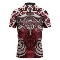 Personalised Maori Te Arawa Zipper Polo Shirt Silver Fern Kowhaiwhai Art LT01 - Polynesian Pride