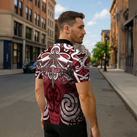 Personalised Maori Te Arawa Zipper Polo Shirt Silver Fern Kowhaiwhai Art LT01 - Polynesian Pride