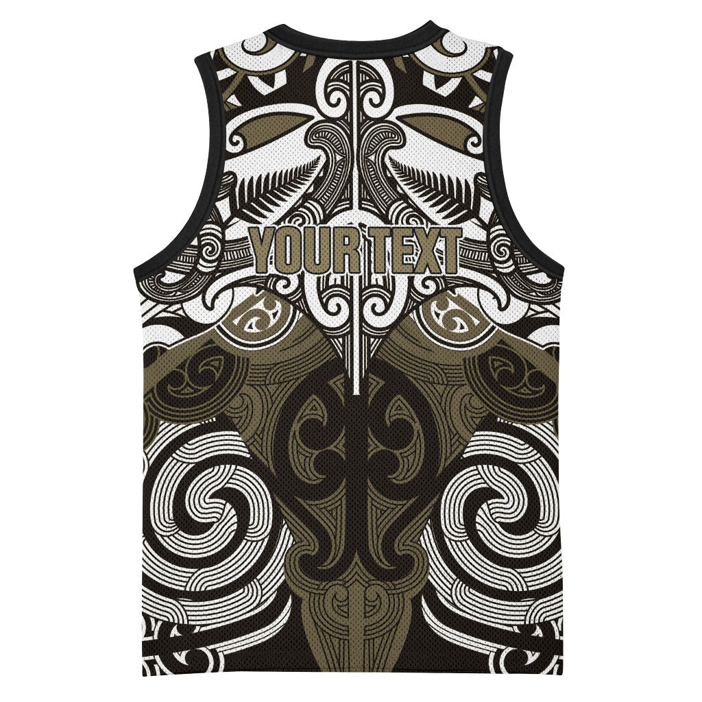 Personalised Maori Waikato Tainui Basketball Jersey Silver Fern Kowhaiwhai Art LT01 - Polynesian Pride