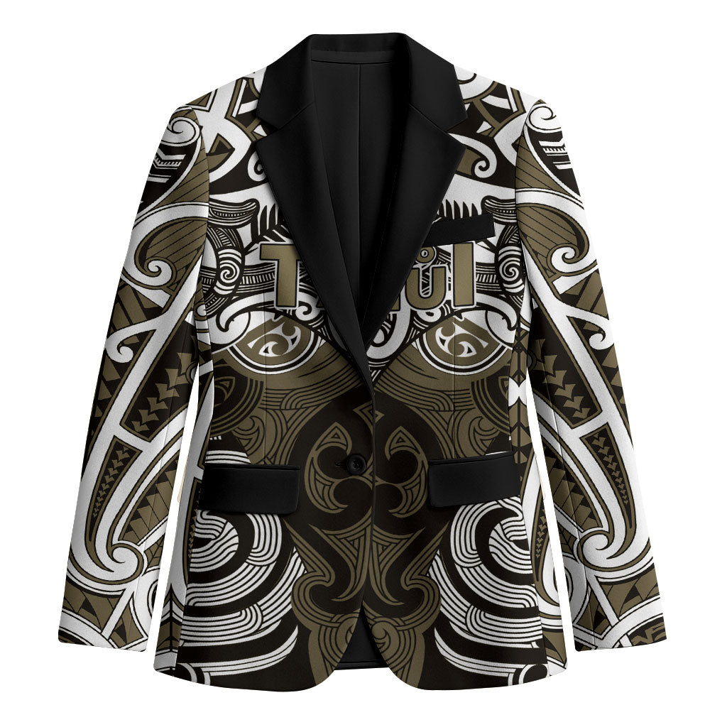 Personalised Maori Waikato Tainui Blazer Silver Fern Kowhaiwhai Art LT01 Unisex Muted Gold - Polynesian Pride
