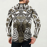 Personalised Maori Waikato Tainui Button Sweatshirt Silver Fern Kowhaiwhai Art LT01 - Polynesian Pride