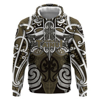 Personalised Maori Waikato Tainui Hoodie Silver Fern Kowhaiwhai Art LT01 Pullover Hoodie Muted Gold - Polynesian Pride