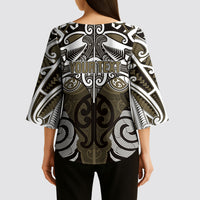 Personalised Maori Waikato Tainui Kimono Sleeve Blouse Silver Fern Kowhaiwhai Art LT01 - Polynesian Pride