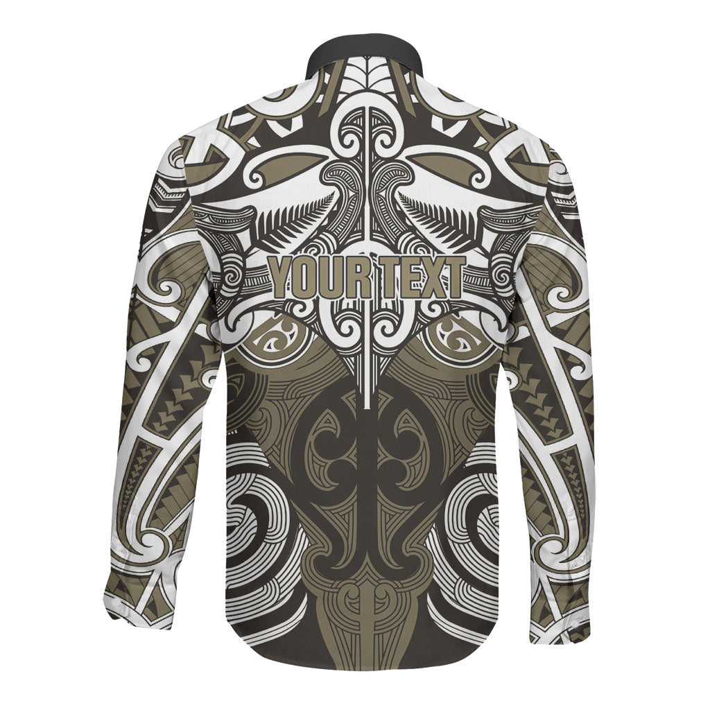 Personalised Maori Waikato Tainui Long Sleeve Button Shirt Silver Fern Kowhaiwhai Art LT01 - Polynesian Pride