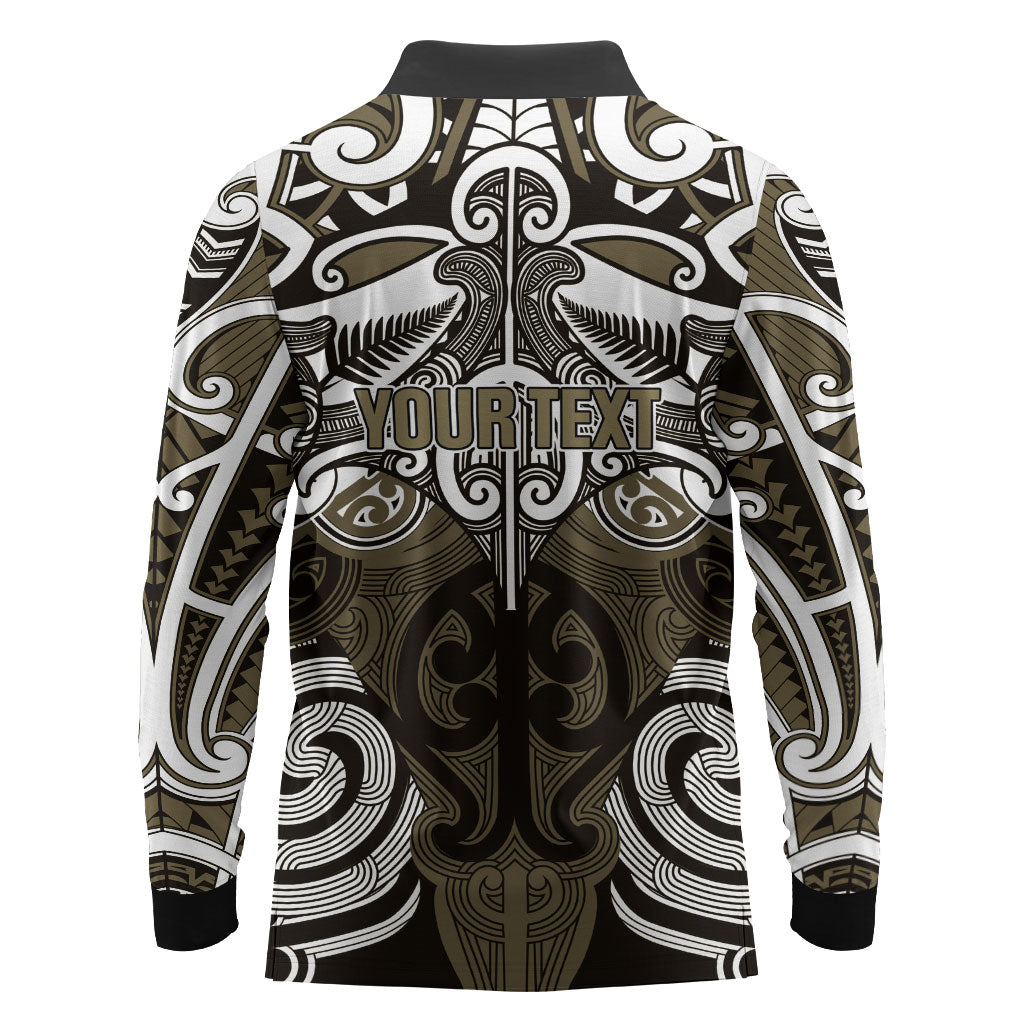 Personalised Maori Waikato Tainui Long Sleeve Polo Shirt Silver Fern Kowhaiwhai Art LT01 - Polynesian Pride