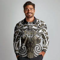 Personalised Maori Waikato Tainui Long Sleeve Polo Shirt Silver Fern Kowhaiwhai Art LT01 - Polynesian Pride