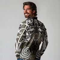 Personalised Maori Waikato Tainui Long Sleeve Polo Shirt Silver Fern Kowhaiwhai Art LT01 - Polynesian Pride